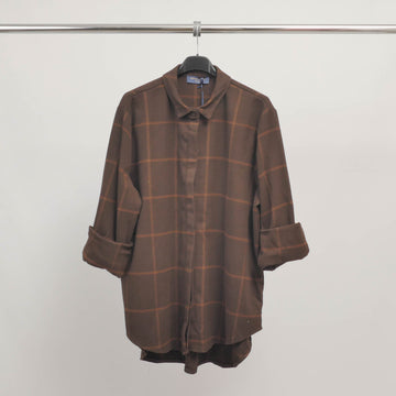 Chemise longue à carreaux avec base arrondie – TDM50320-29