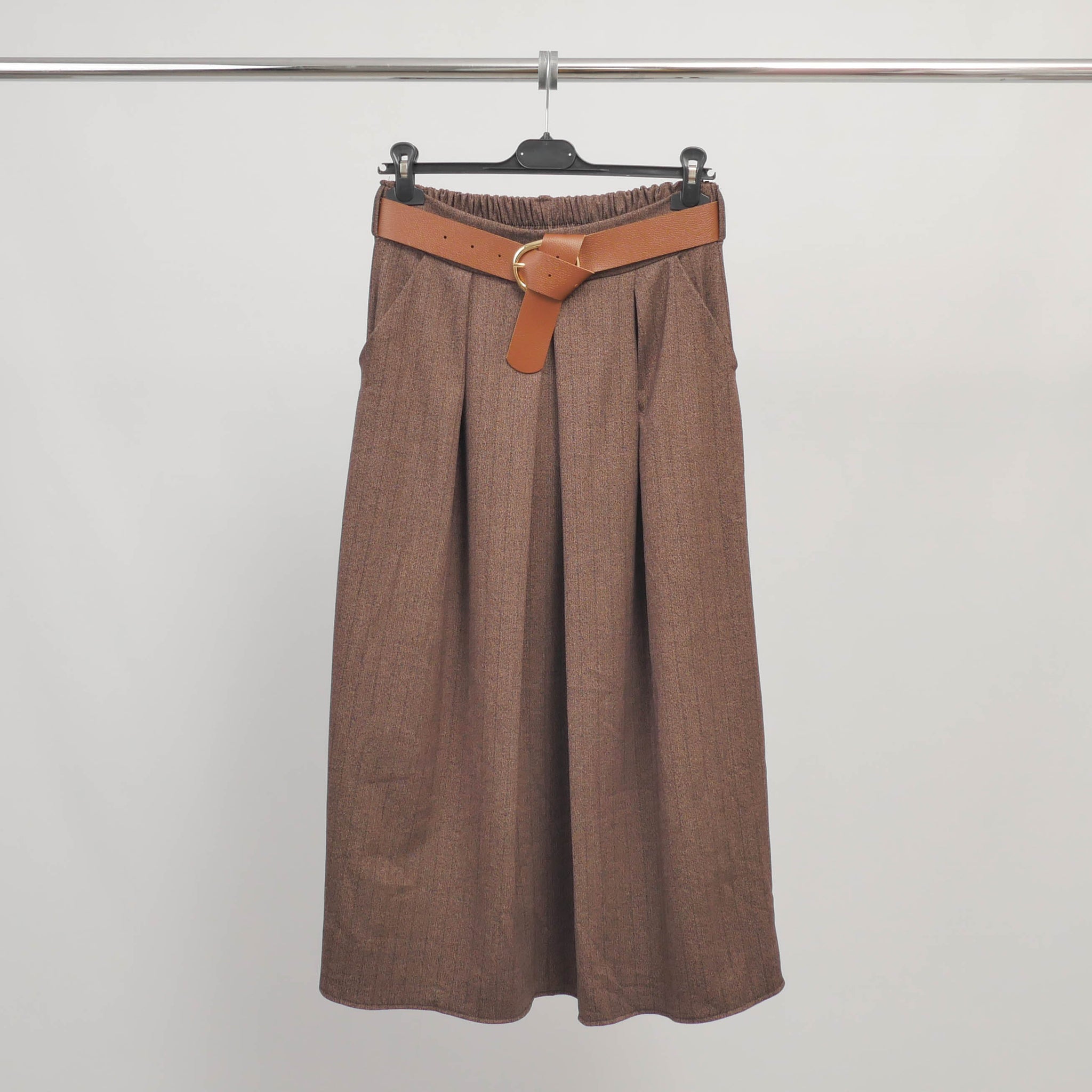 Jupe ceinturée en tissu chevron – TDM52123-29