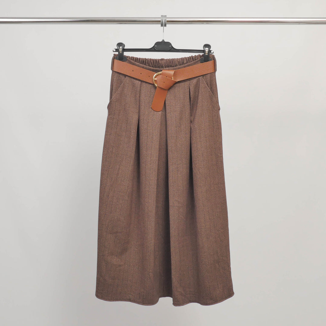 Jupe ceinturée en tissu chevron – TDM52123-29