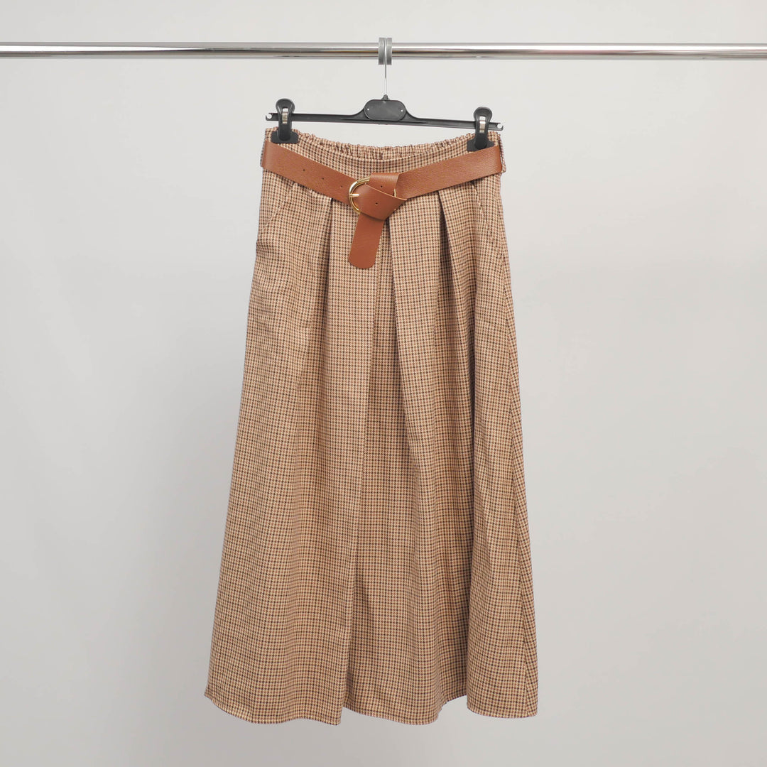 Long checkered skirt with belt – TDM52123-27