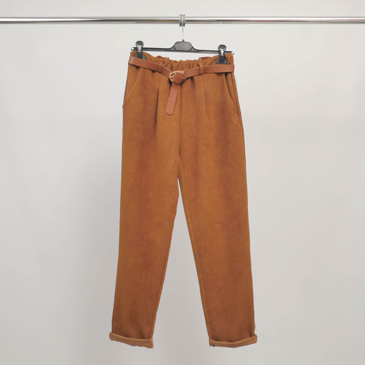 Pantalon paperbag en velours ceinturé – TDM07823