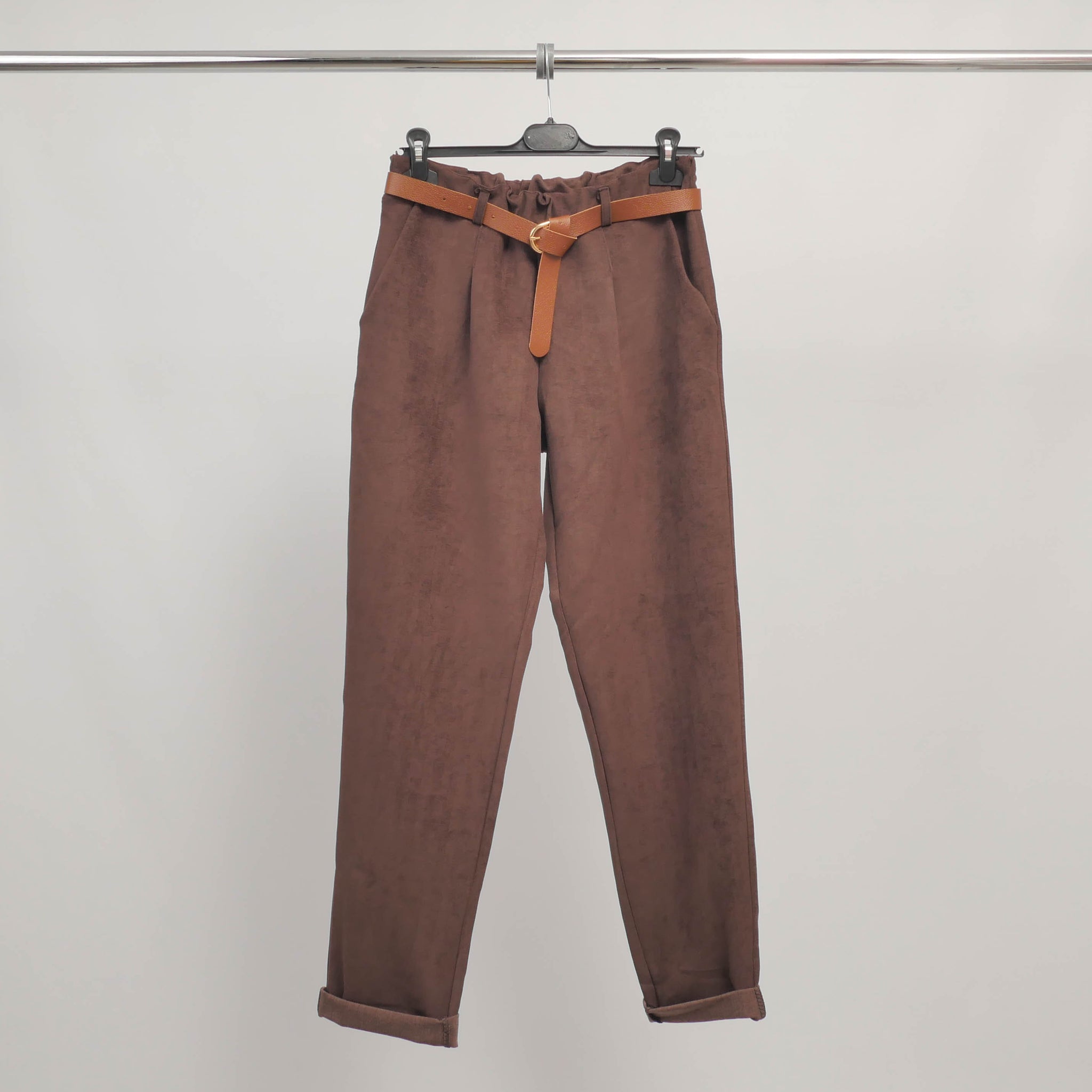 Pantalon paperbag en velours ceinturé – TDM07823