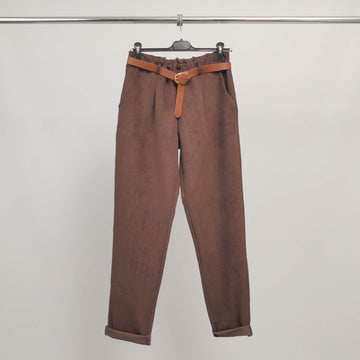 Pantalon paperbag en velours ceinturé – TDM07823