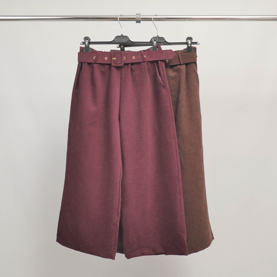 Belted chenille palazzo pants – TDM79825