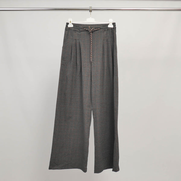 Pantalon large à carreaux taille élastiquée – BCG01904