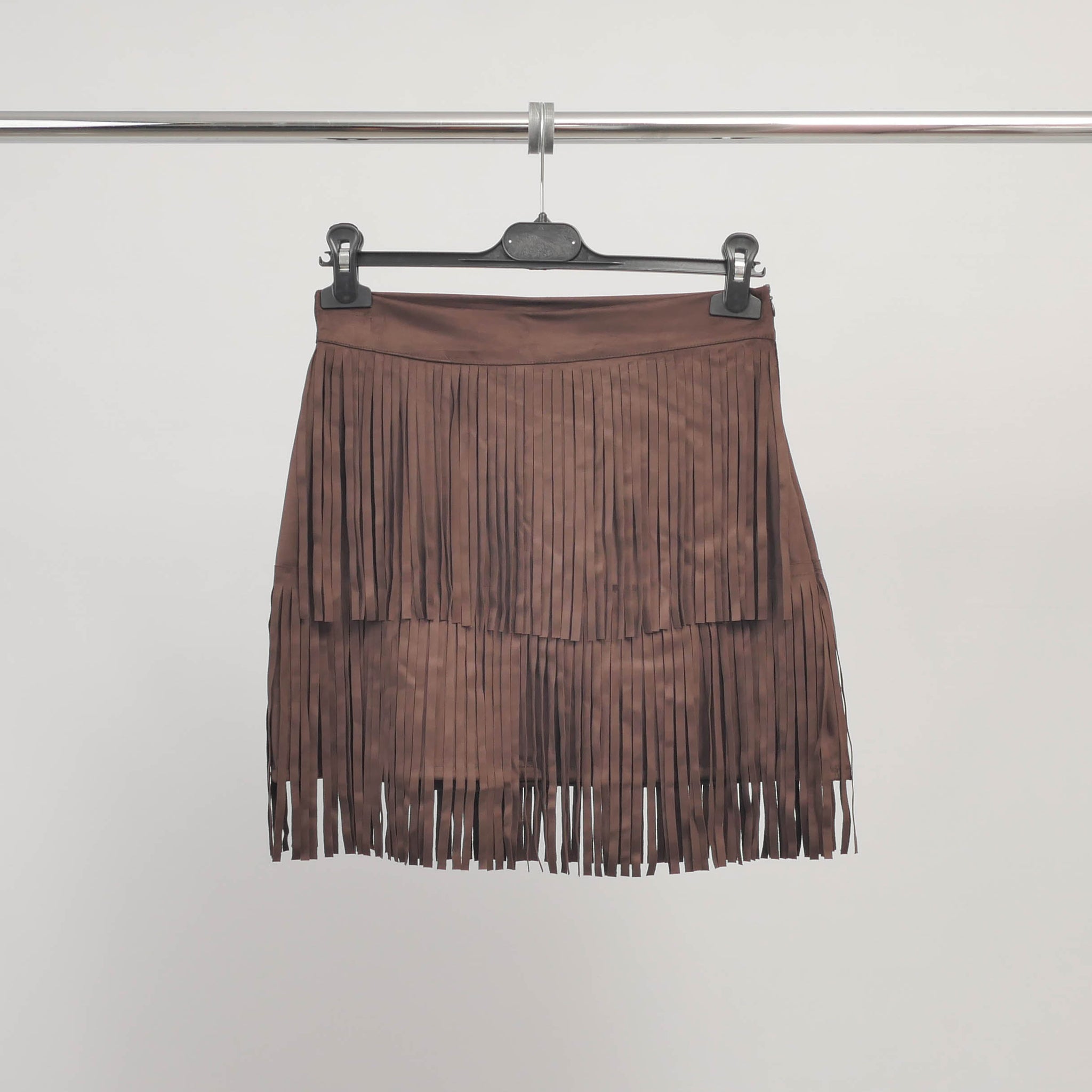 Jupe courte effet suède à franges - TDM15725