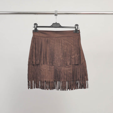 Jupe courte effet suède à franges - TDM15725