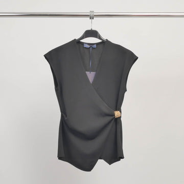 Top sans manches drapé détail bijou TDM71925