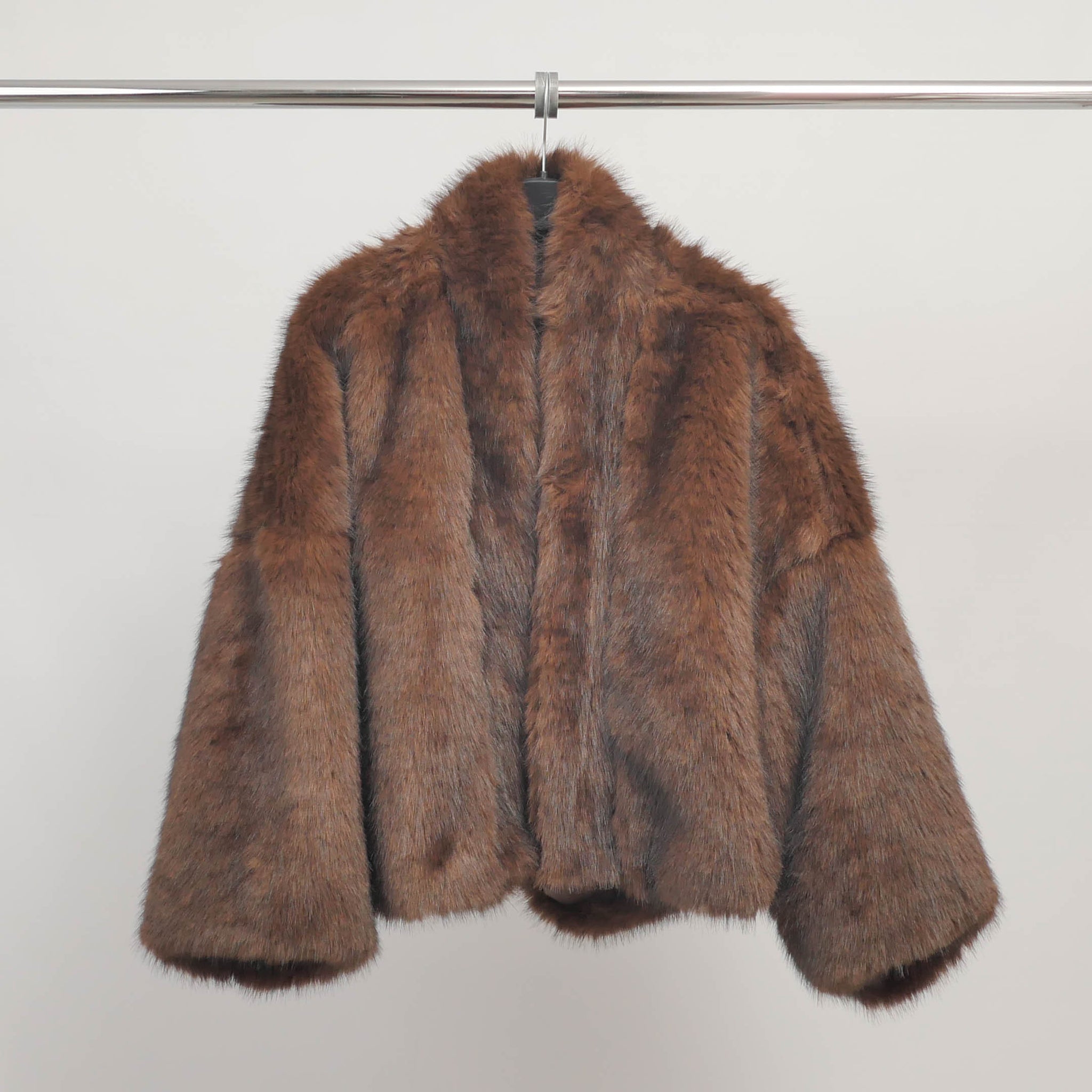 Manteau en fausse fourrure brun chocolat - TDM68725