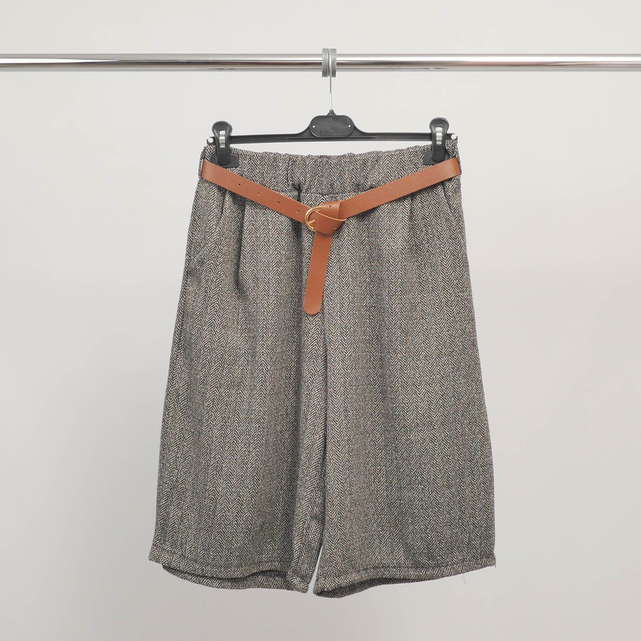 Short Long Motif Chevron avec Ceinture – TDM52325-3