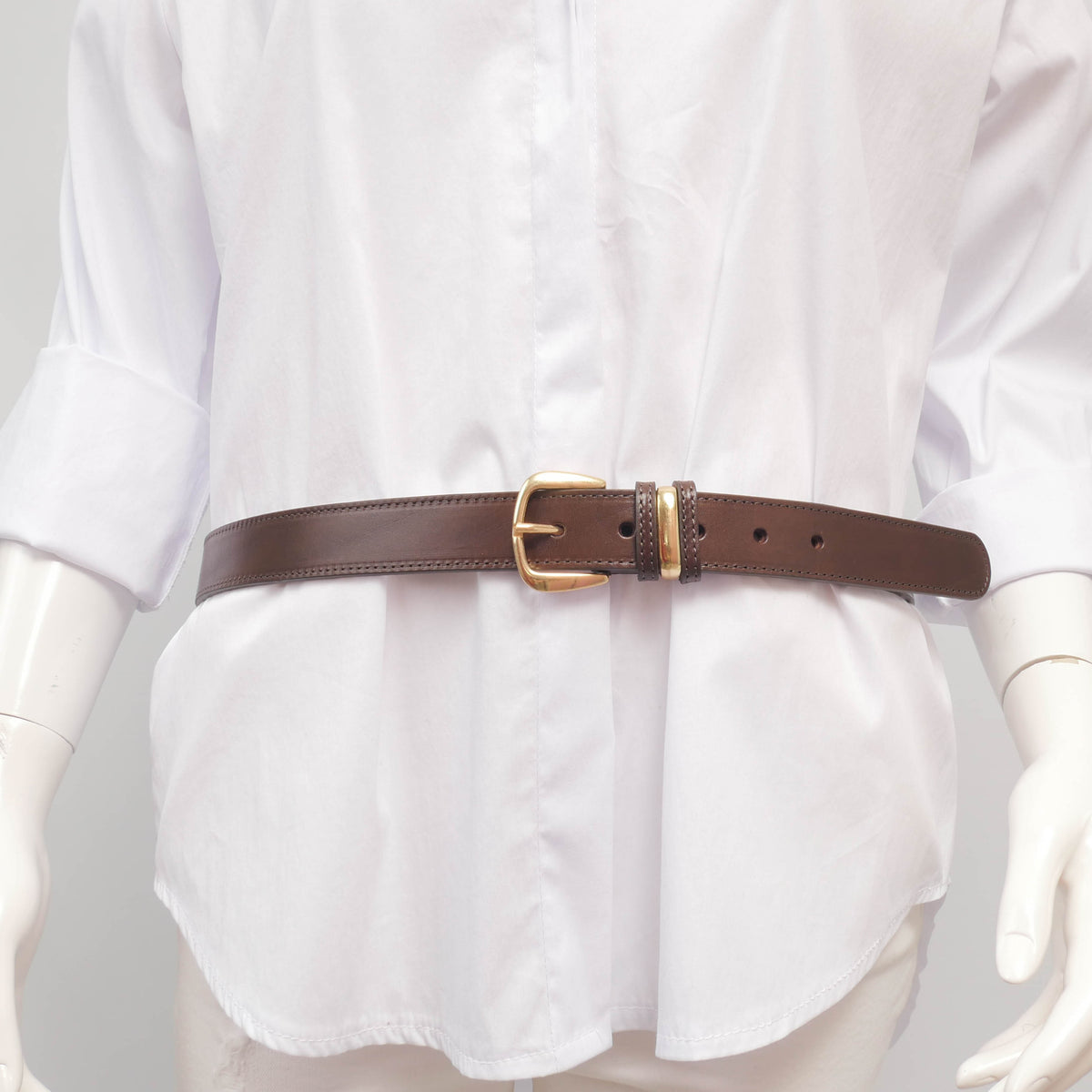 Leather belt with gold buckle – ref bk0148