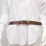 Leather belt with gold buckle – ref BK0148
