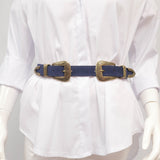 Western suede leather belt with double buckle – ref BK0146