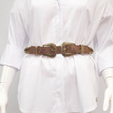 Western suede leather belt with double buckle – ref BK0146
