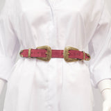 Western suede leather belt with double buckle – ref BK0146