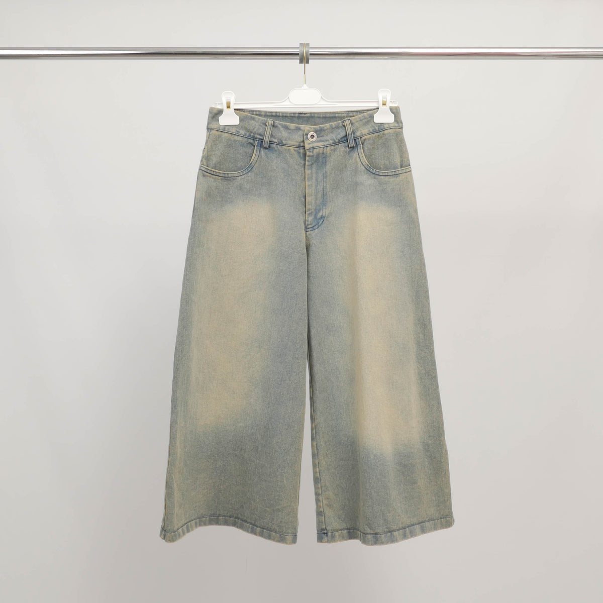 Wide leg washed denim bermuda shorts – bcg10987 3 