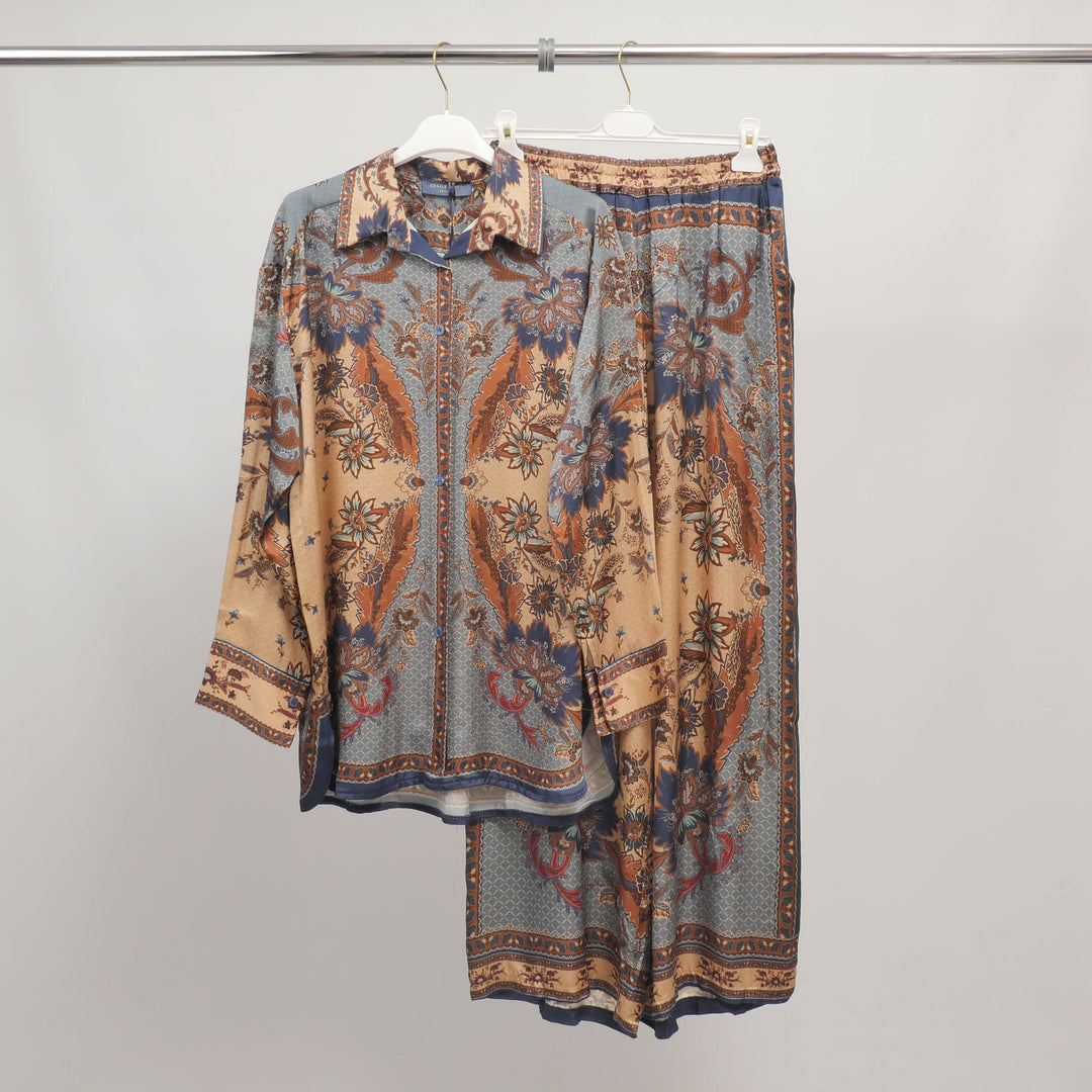 Flowy satin scarf print trousers – KD9099VS