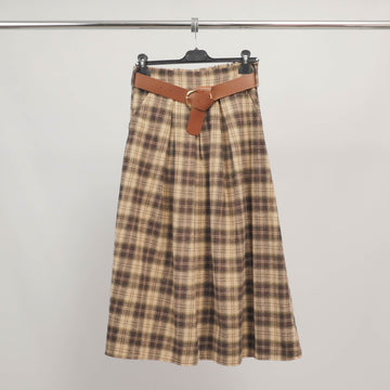 Jupe midi à carreaux avec ceinture – TDM52123-34