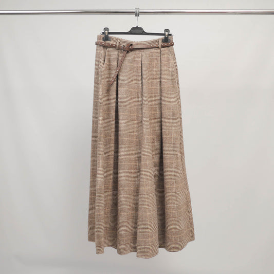 Pantalon large à carreaux ceinturé - CVA824687-3