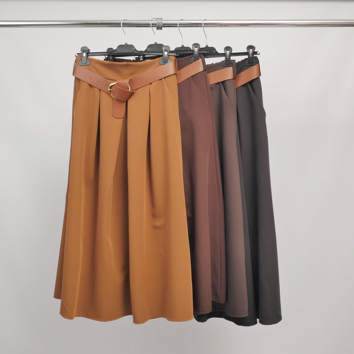 Long flared skirt with belt in flowing fabric – tdm52123fl 31