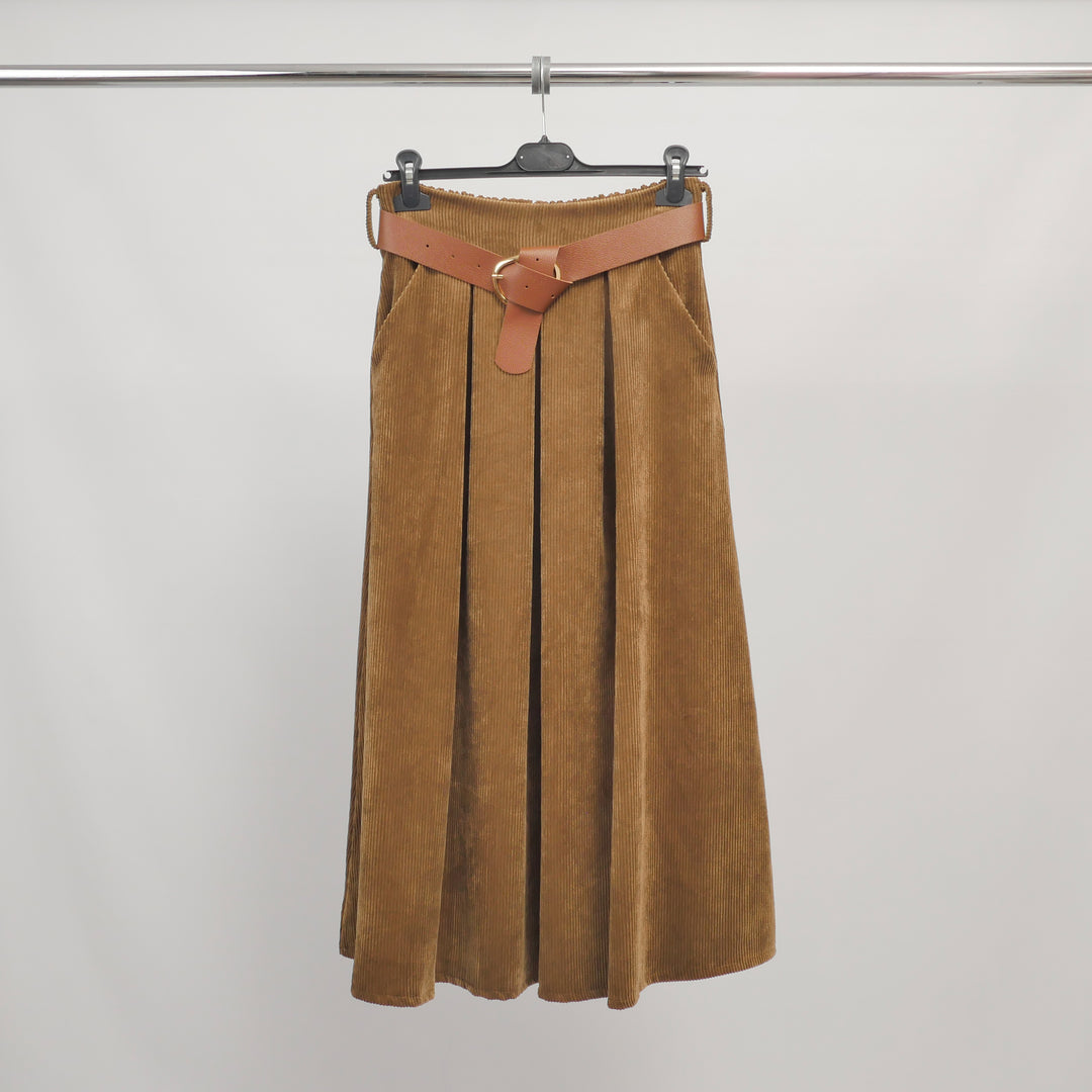Corduroy Belted Skirt TDM52123-7
