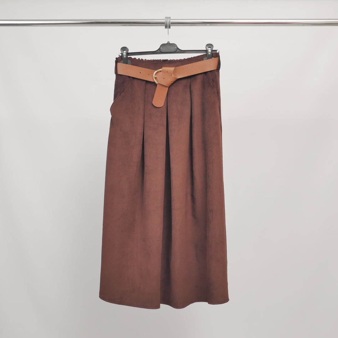 Corduroy Belted Skirt TDM52123-7