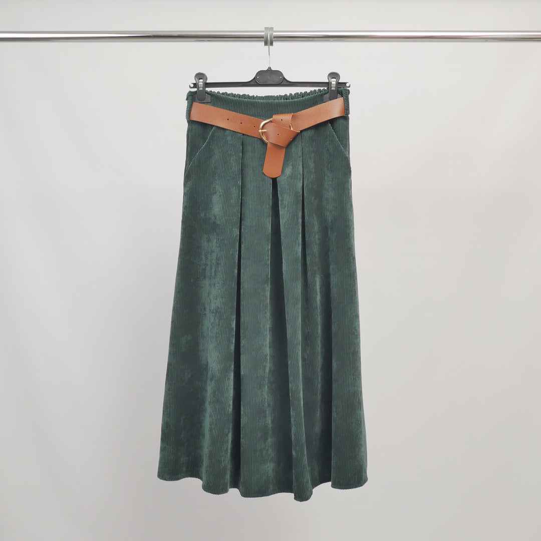 Corduroy Belted Skirt TDM52123-7