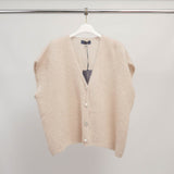 Sleeveless fluffy knit vest with jeweled buttons - MCL24002