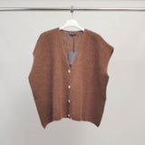 Sleeveless fluffy knit vest with jeweled buttons - MCL24002