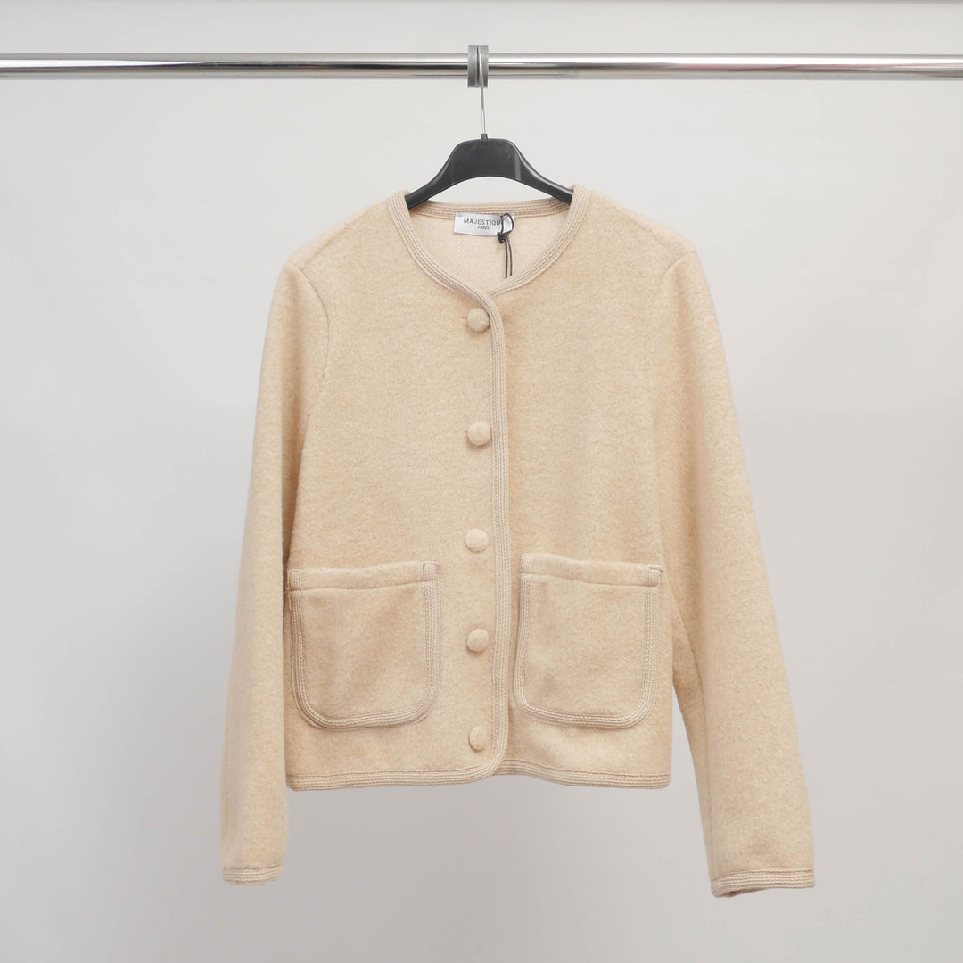 Button-down jacket with ribbed trim and round neck – MJ85203