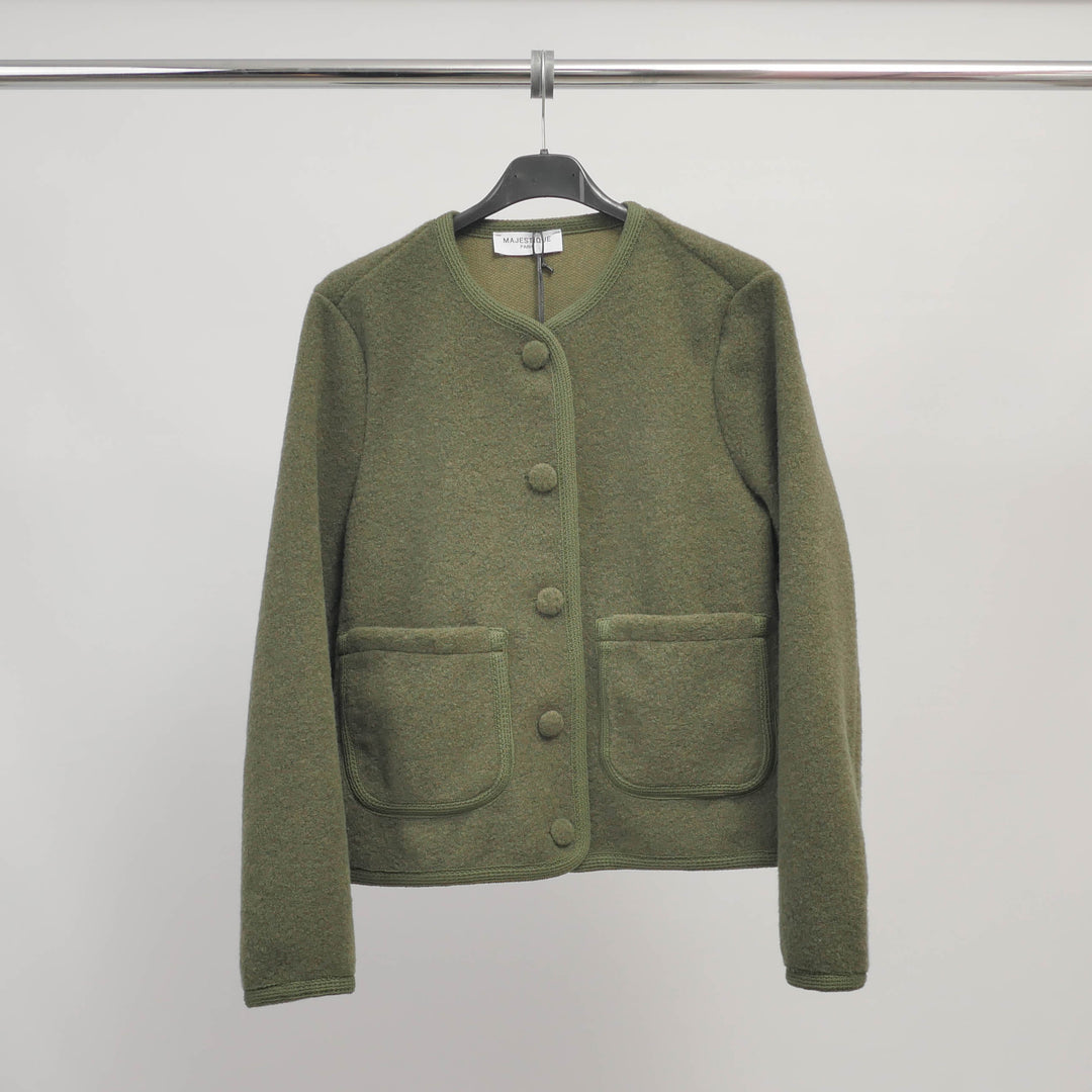 Button-down jacket with ribbed trim and round neck – MJ85203