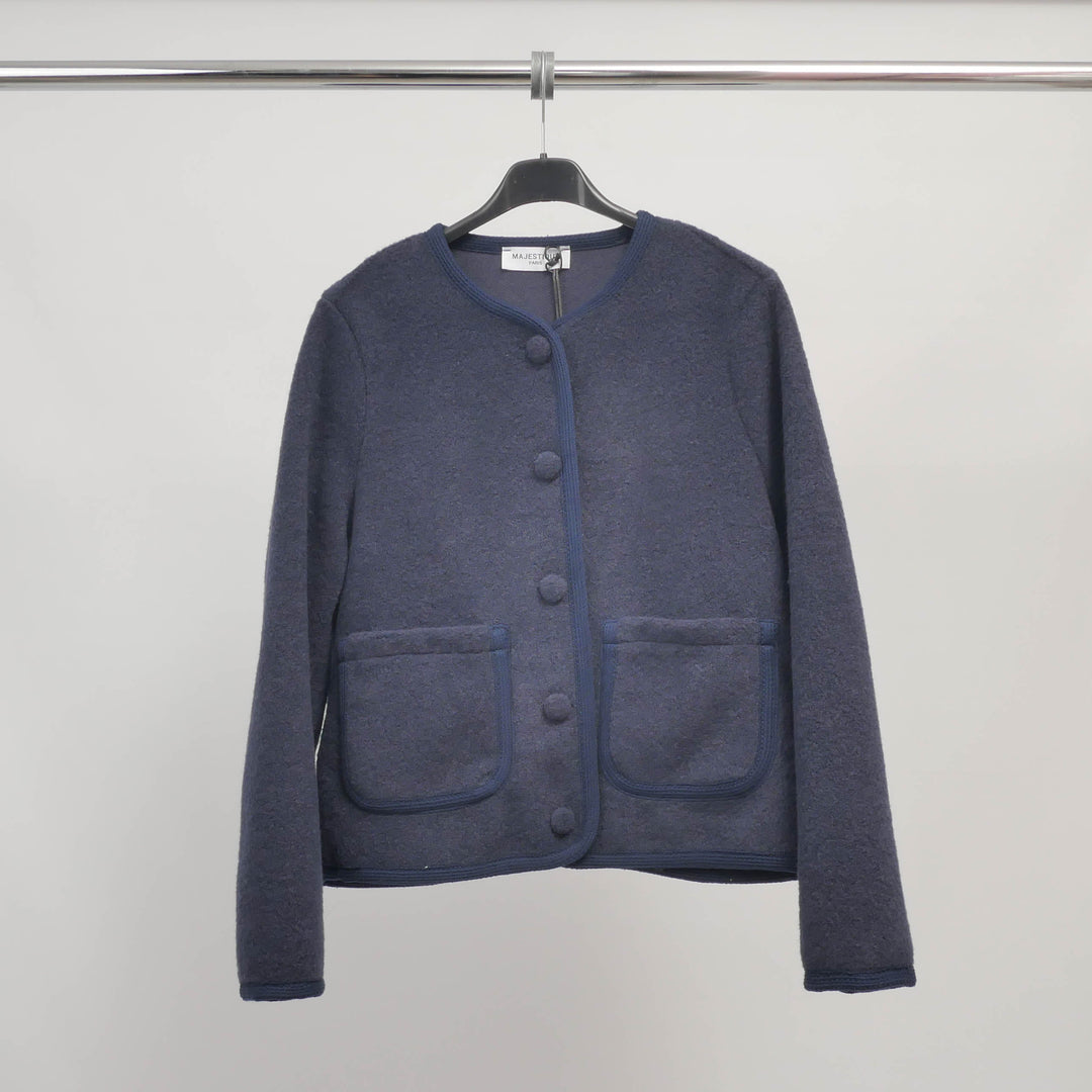 Button-down jacket with ribbed trim and round neck – MJ85203