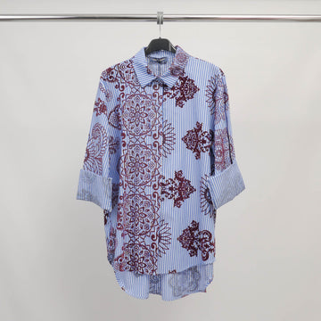 Chemise à rayures et broderies velours bordeaux – ref TDM50320-FK