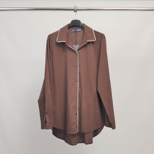 Chemise fluide col pyjama contrasté – ref TDM81625