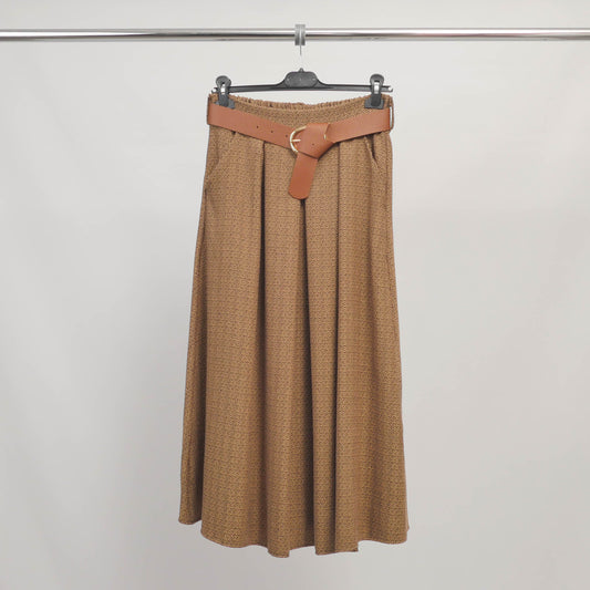 Jupe longue motif chevron avec ceinture contrastante – ref TDM52123-36