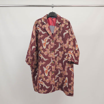 Veste longue jacquard motif carpes et fleurs – ref TDM68925-2