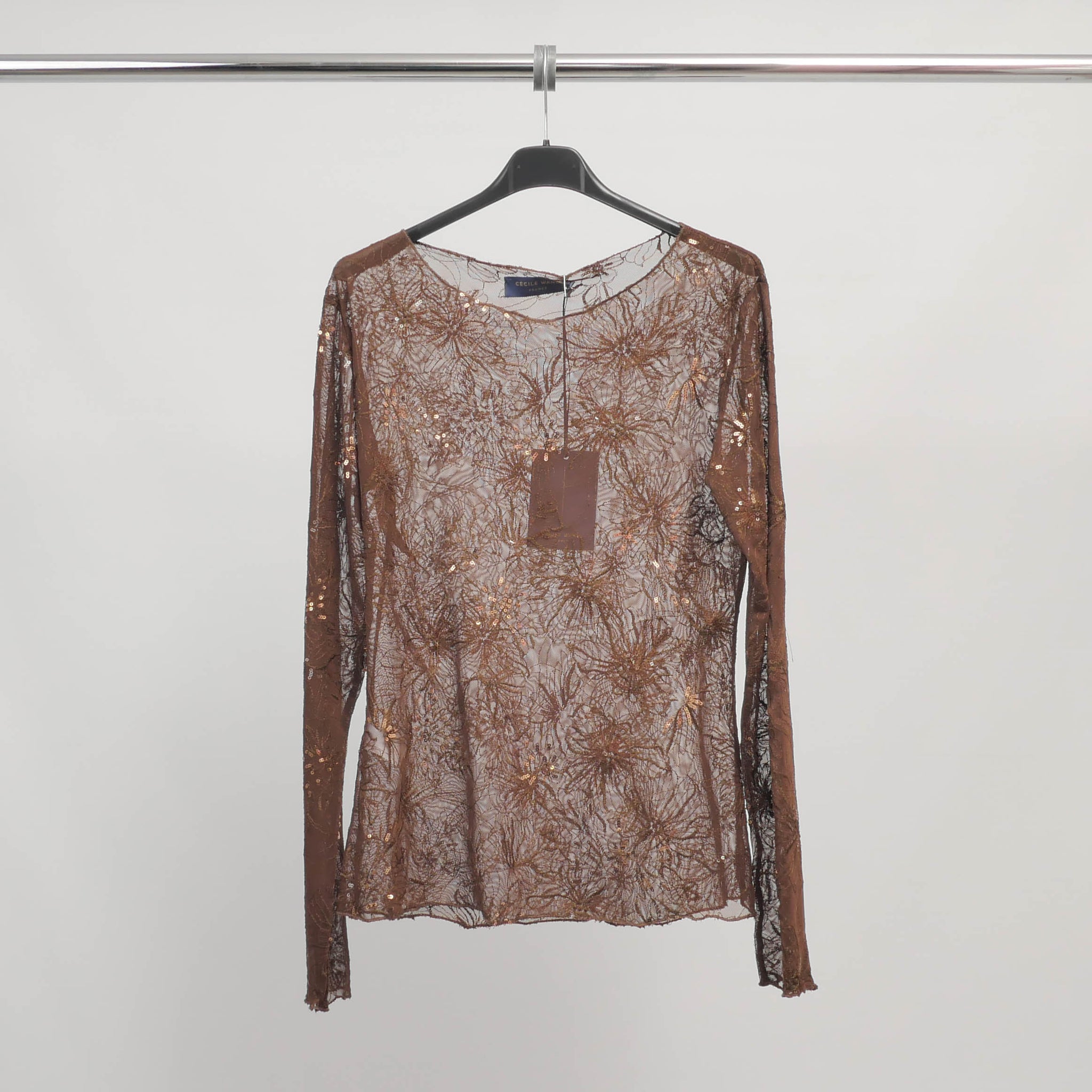 Blouse transparente brodée à sequins TDM83325