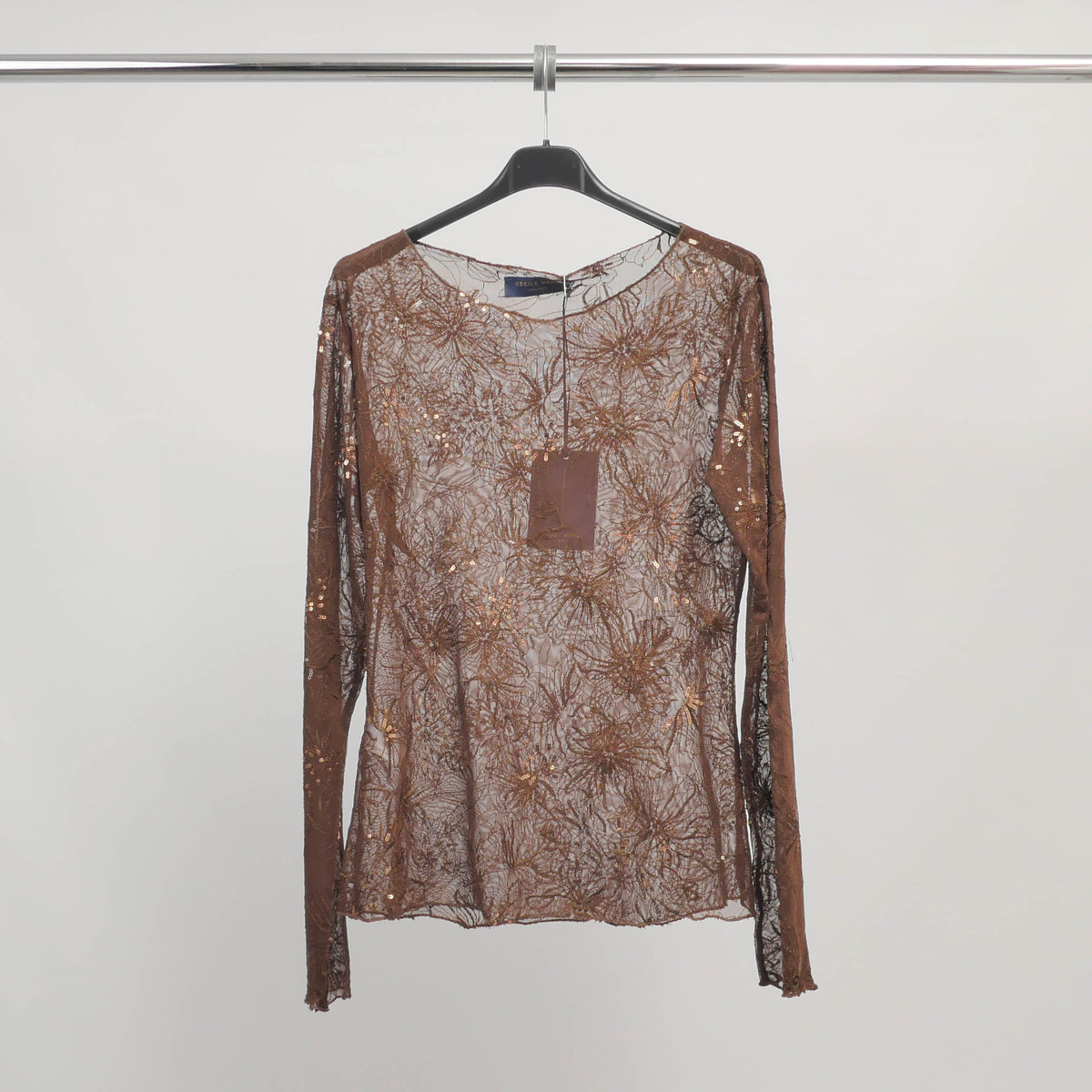 Sheer blouse embroidered with sequins tdm83325