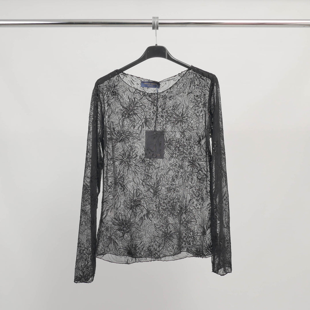 Sheer blouse embroidered with sequins TDM83325
