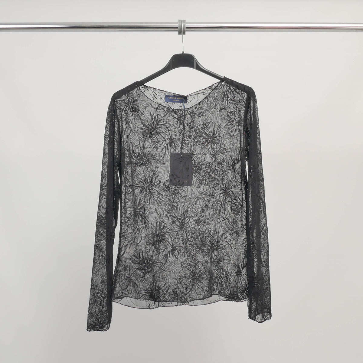 Sheer blouse embroidered with sequins tdm83325