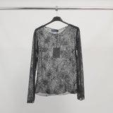 Blouse transparente brodée à sequins TDM83325