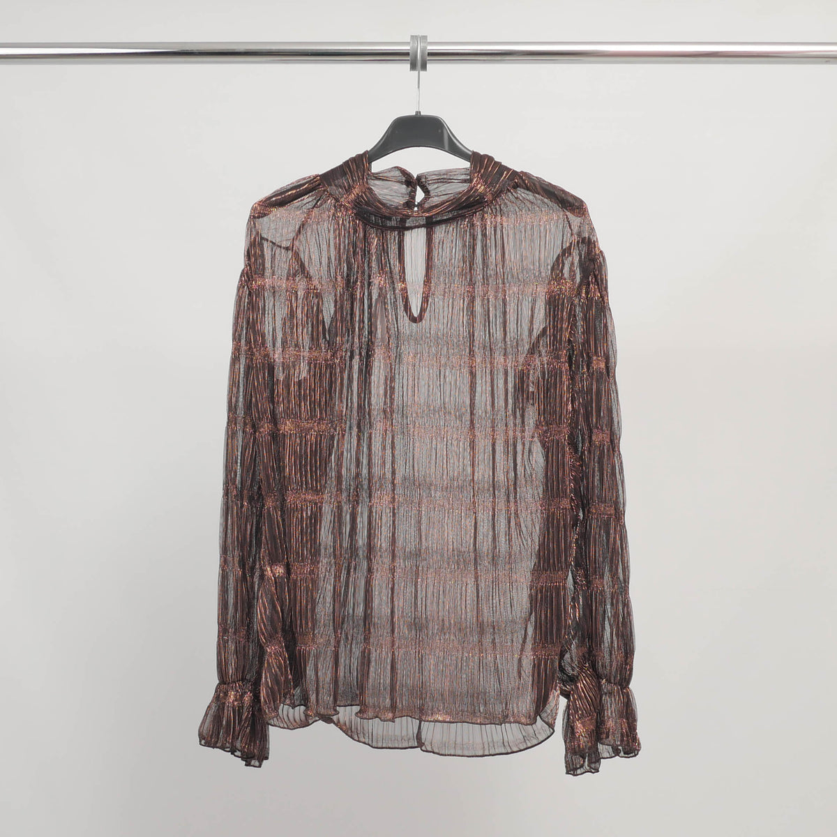 Sheer pleated blouse with metallic thread tdm80925