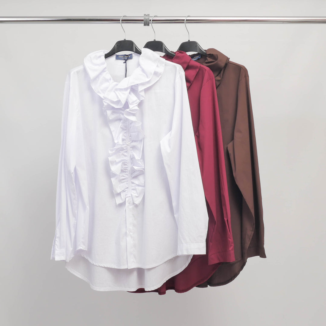 Stretch cotton ruffled shirt TDM82925