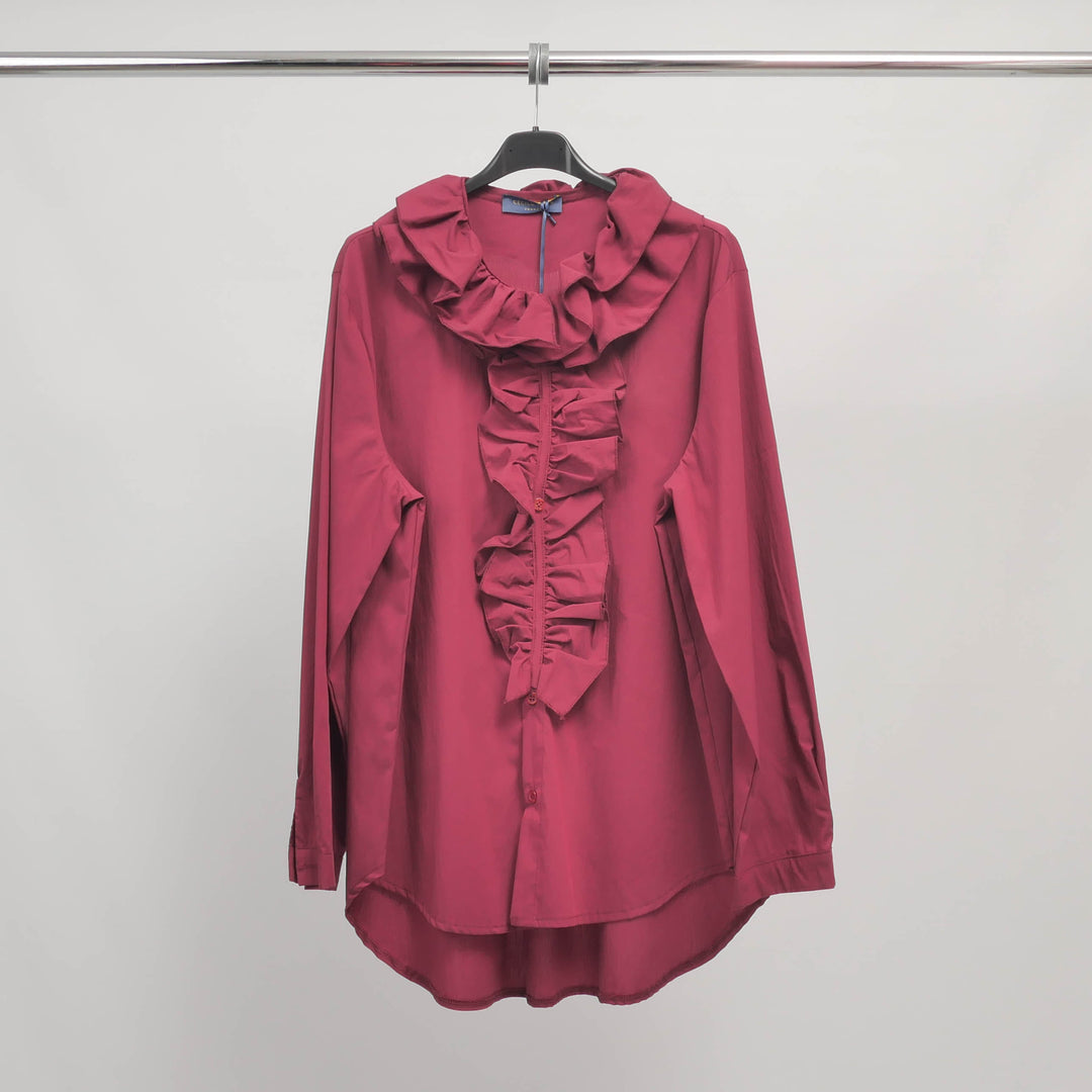 Stretch cotton ruffled shirt TDM82925
