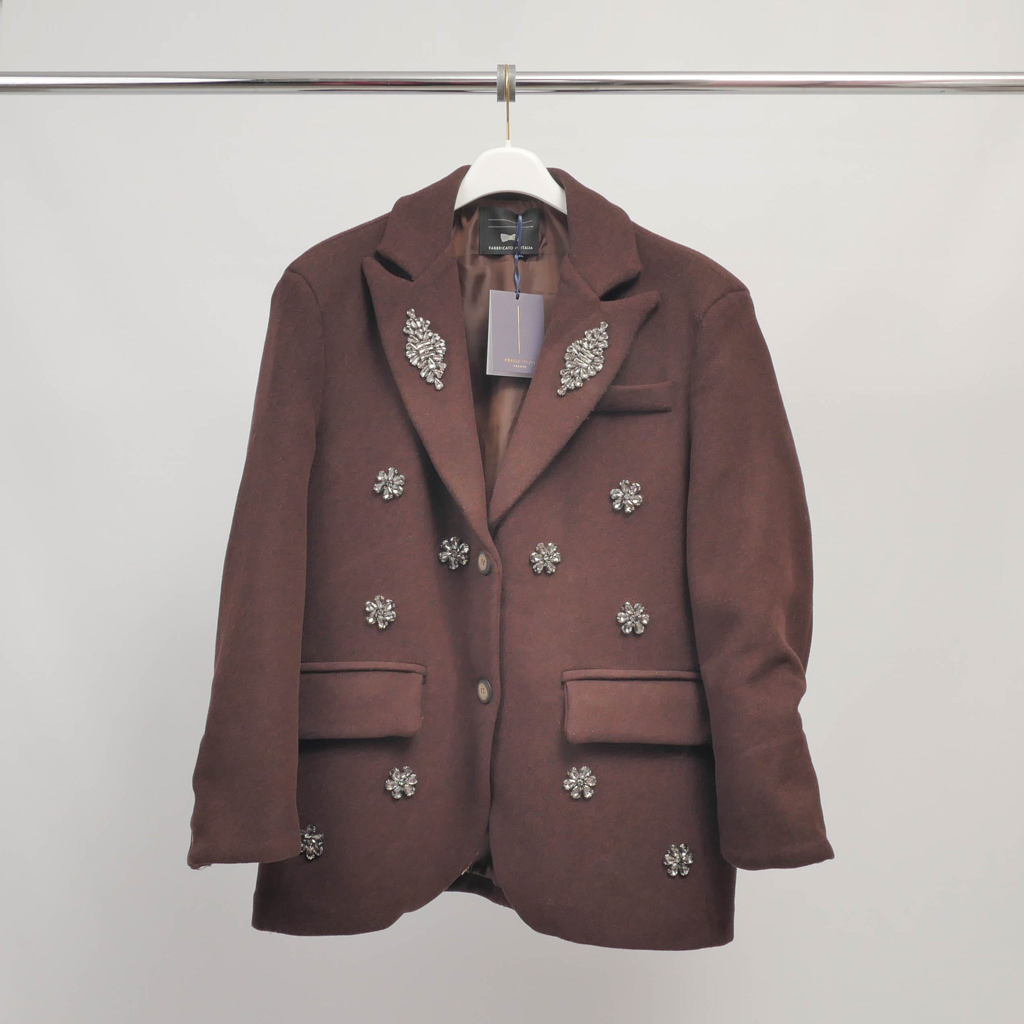 Veste blazer ornée de broderies bijoux – BCG01430-2