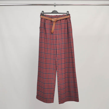 Pantalon large à carreaux ceinturé – TDM78223-11
