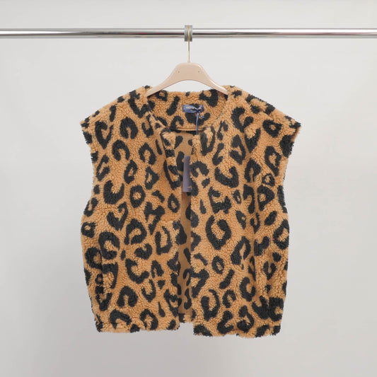 Gilet sans manches en peluche motif léopard – ref DB63098