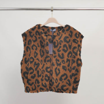 Gilet sans manches en peluche motif léopard – ref DB63098