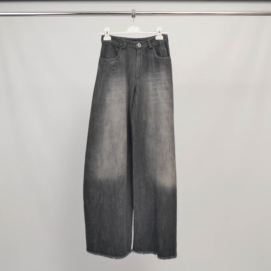 Jean large délavé à bords effilés – ref BCG0280-8
