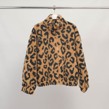 Veste en peluche motif léopard zippée – DB70143